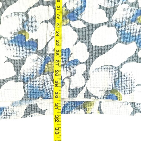 Tommy Bahama Shirt Mens Large Blue Floral Print Hawaiian Wood Button‎ 100% Silk - Picture 8 of 11